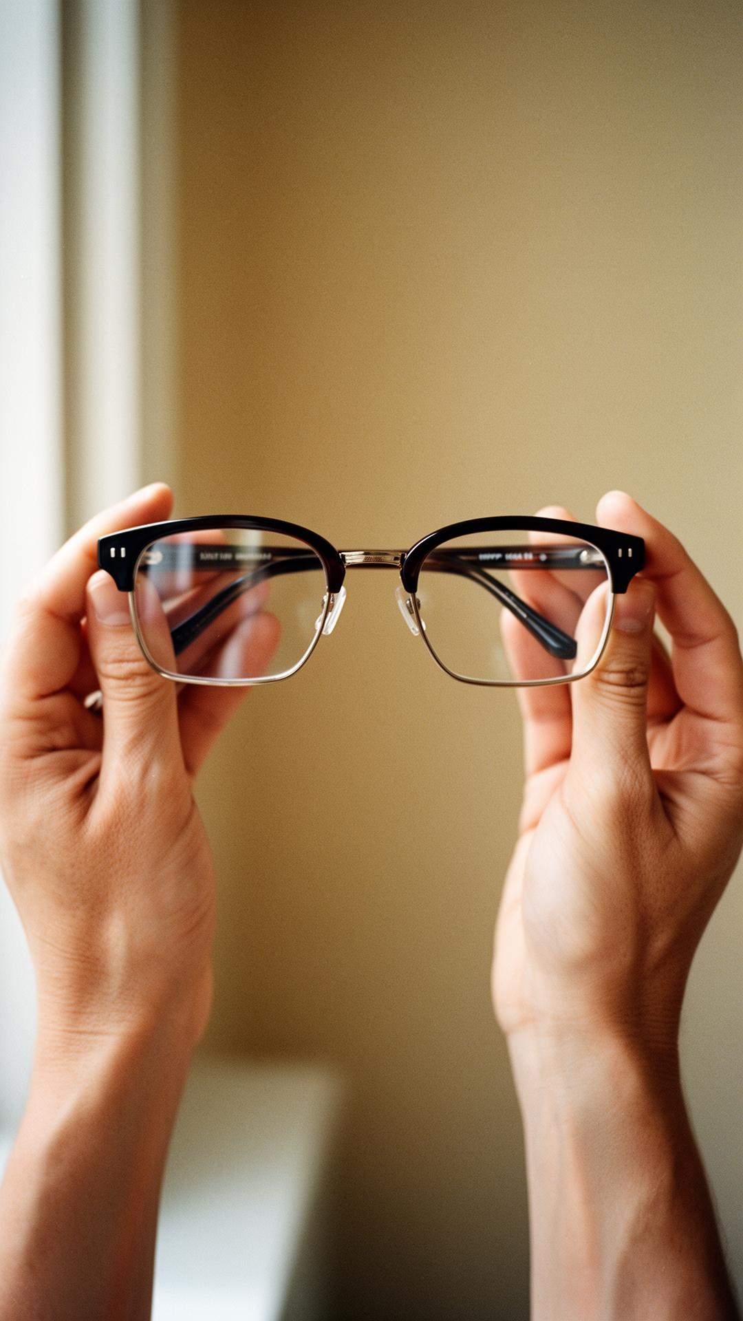 Optician holding a pair of acetate frames